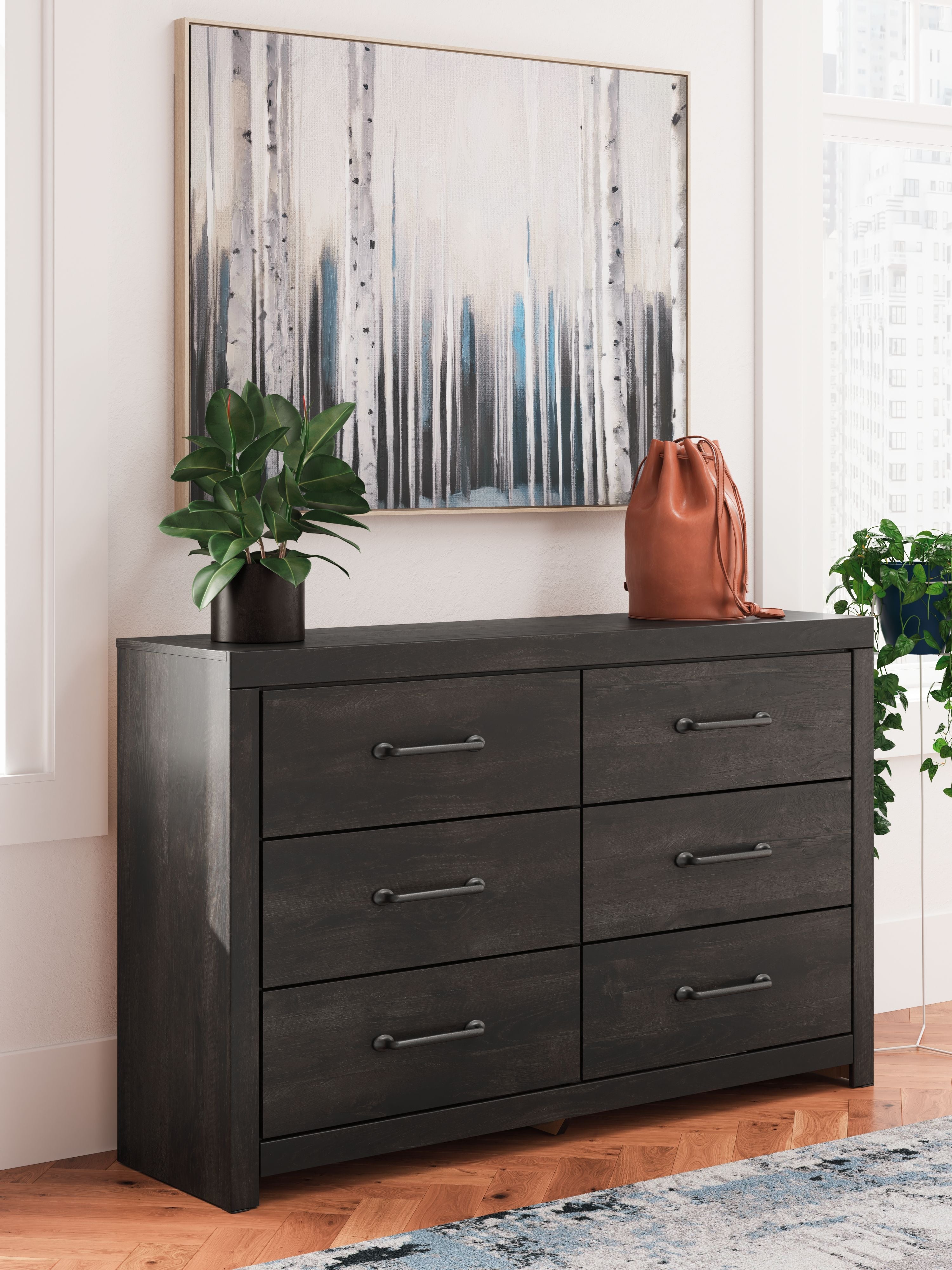 Hollivern - Dark Gray - Six Drawer Dresser - Dressers | Bel Furniture