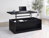 Knapp - Lift Top Cocktail Coffee Table With Dual Drawers - Black by Coaster Fine Furniture | Bel Furniture