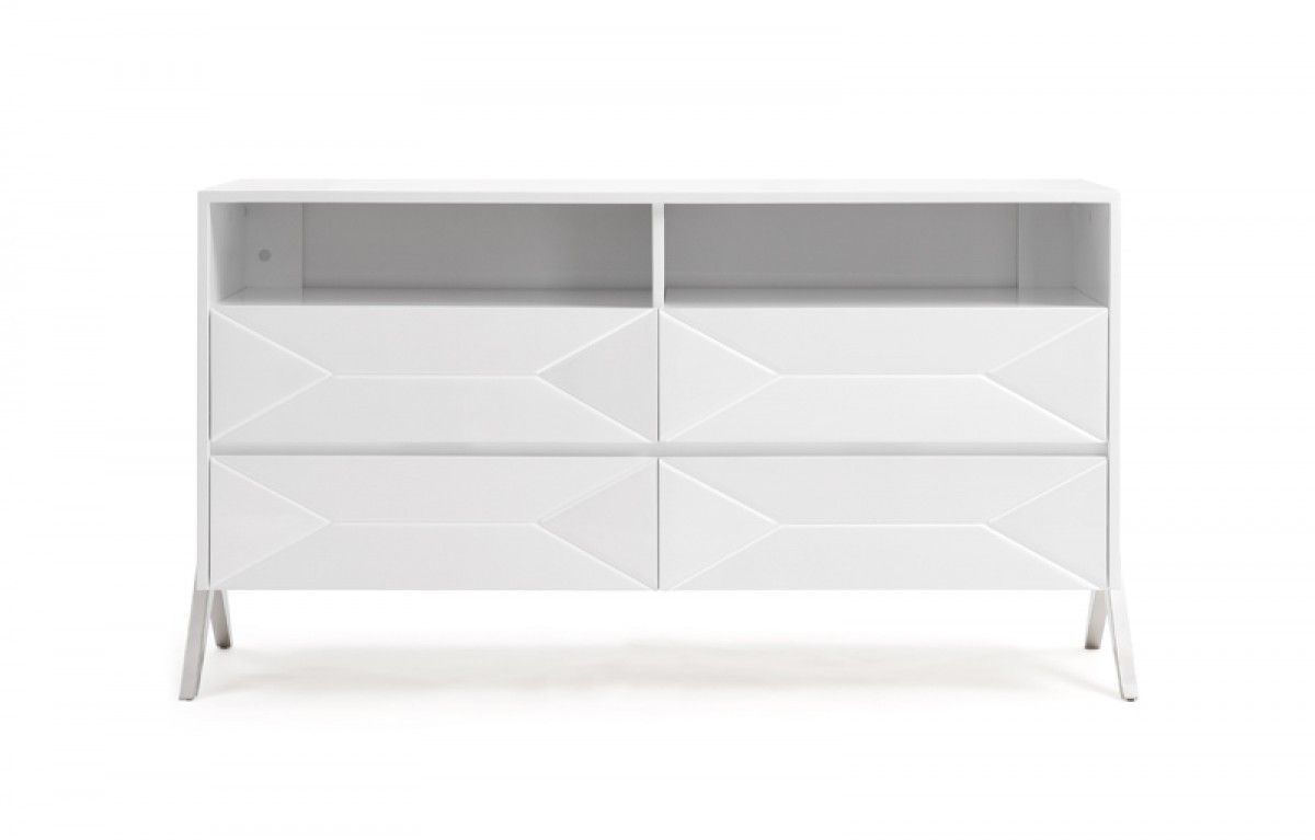 Four Drawer Double Dresser - White