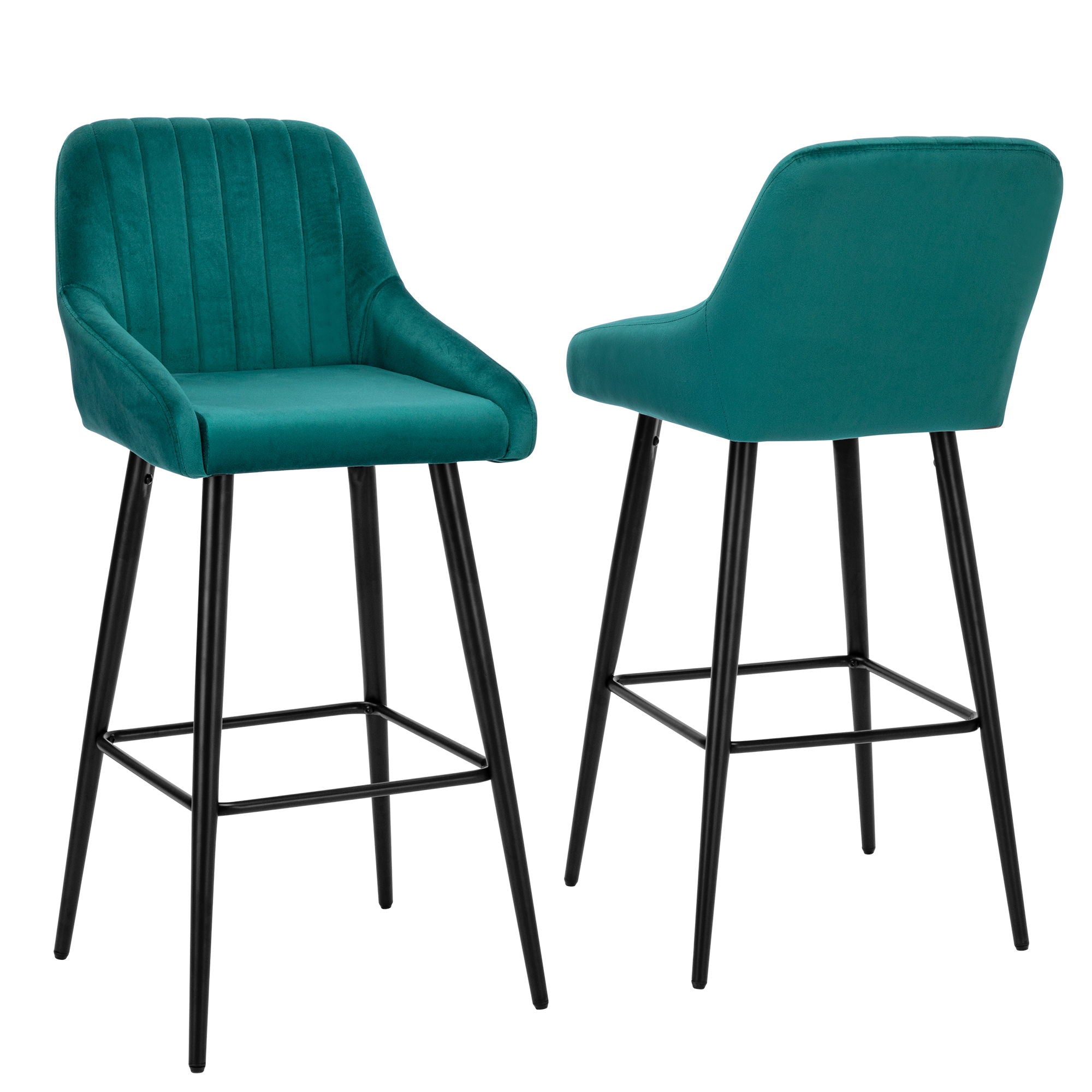 Elegant Lifestyle Modern Bar Stools, Velvet Upholstered Barstools With Back (Set of 2) Bar Chairs For Kitchen Living Room