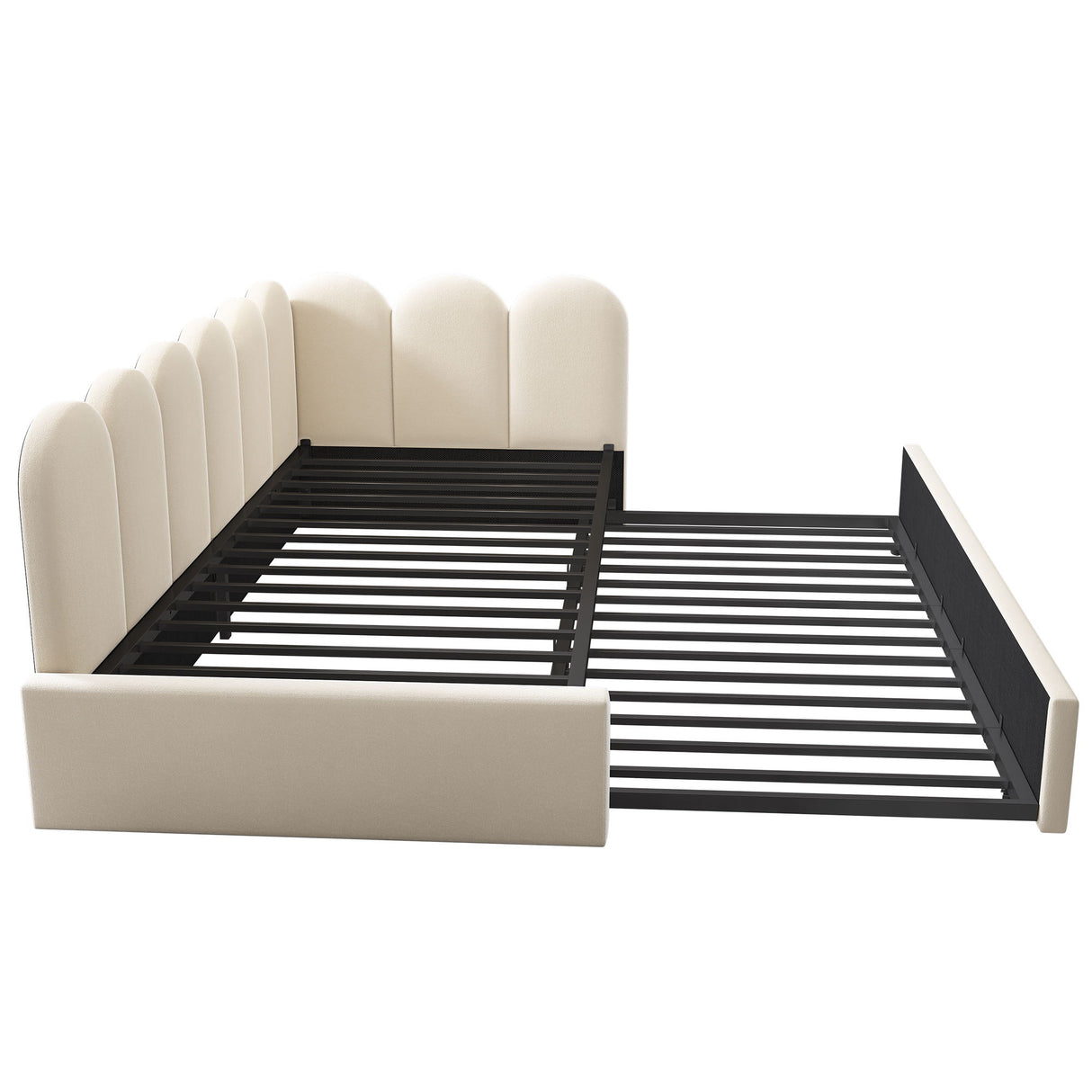 Upholstered Daybed With Metal Slatted Base