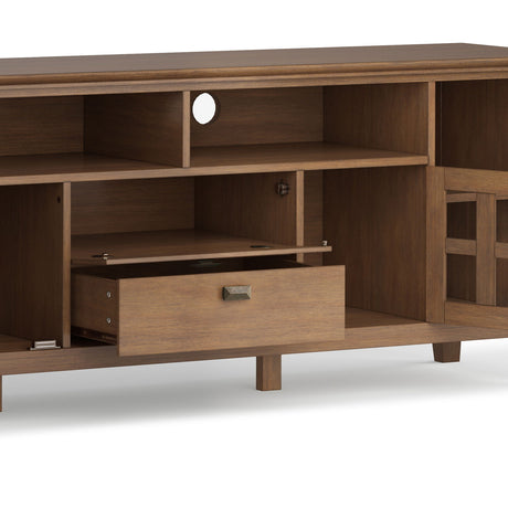 Artisan - TV Media Stand - Rustic Natural Aged Brown by Simpli-Home | Bel Furniture