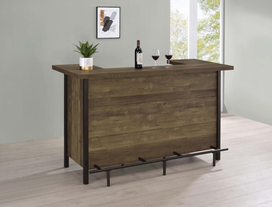 Bellemore - Freestanding Home Bar Wine Cabinet - Rustic Oak by CoasterEssence | Bel Furniture