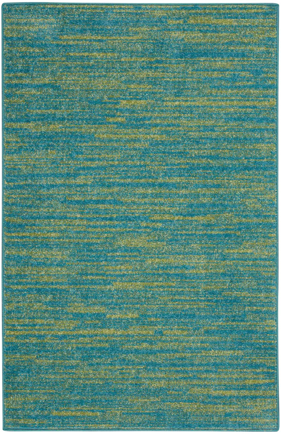 2' X 4' Striped Non Skid Indoor / Outdoor Runner Rug - Blue / Green