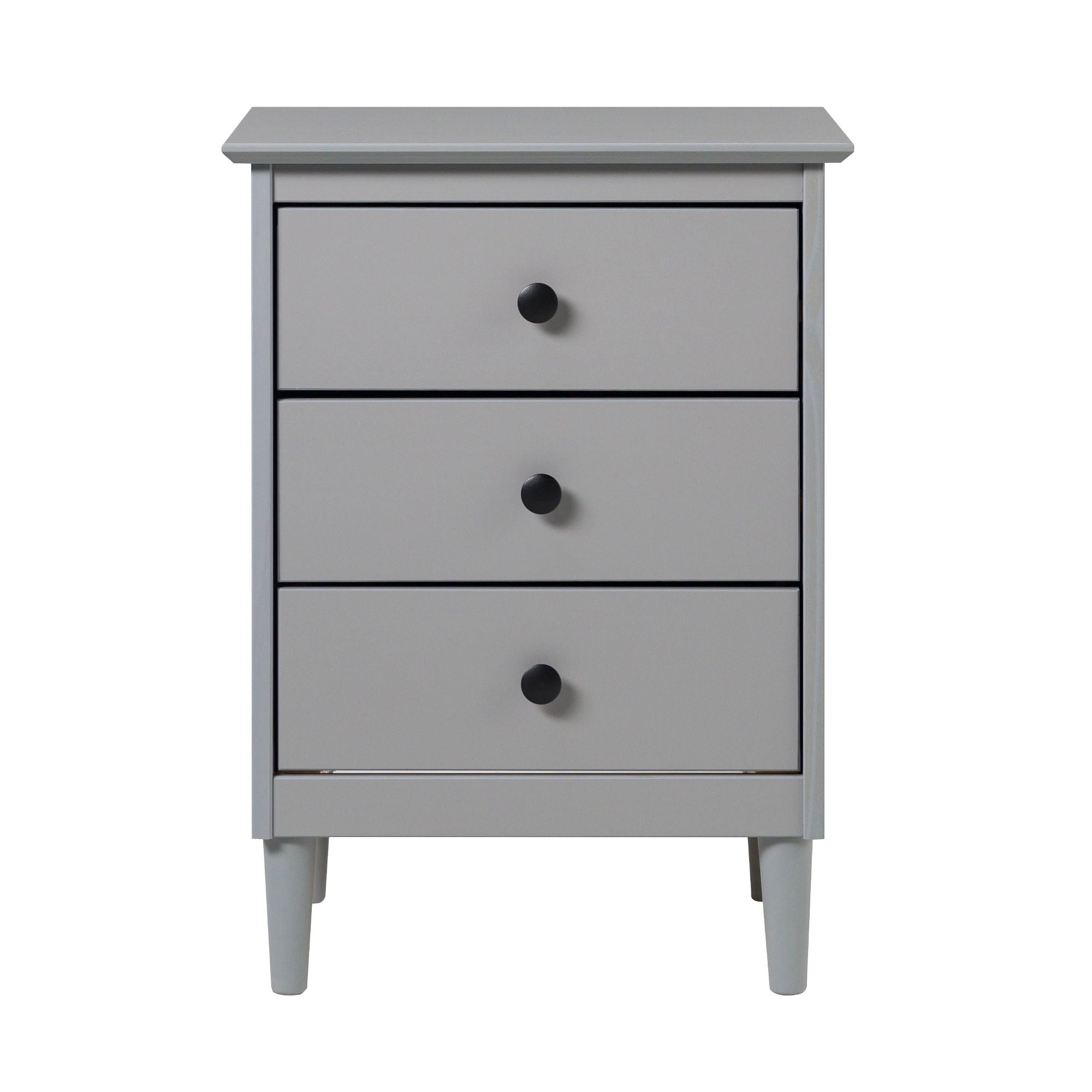 Classic Solid Wood 3 Drawer Nightstand - Gray