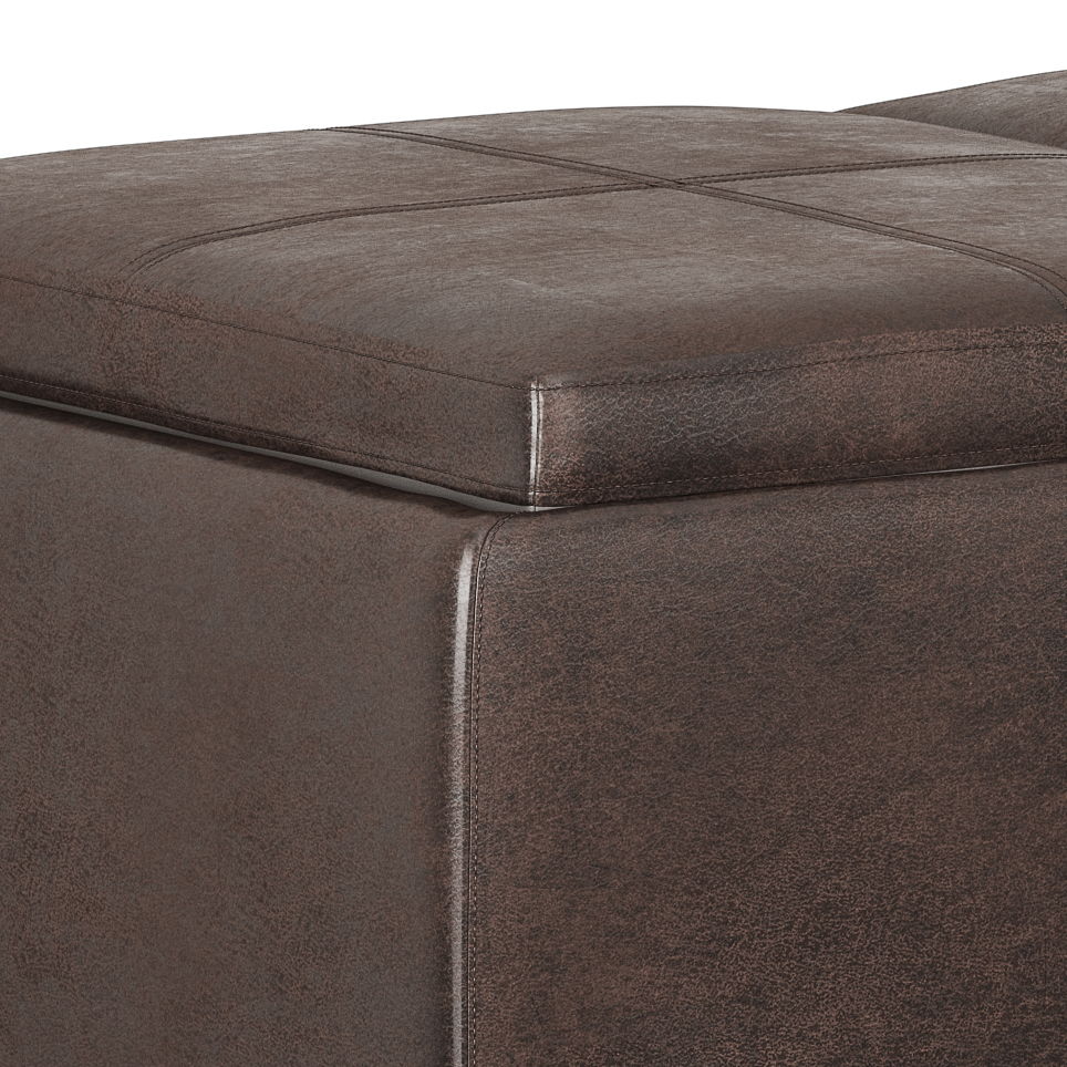 Avalon - Storage Ottoman - Distressed Brown by Simpli-Home | Bel Furniture