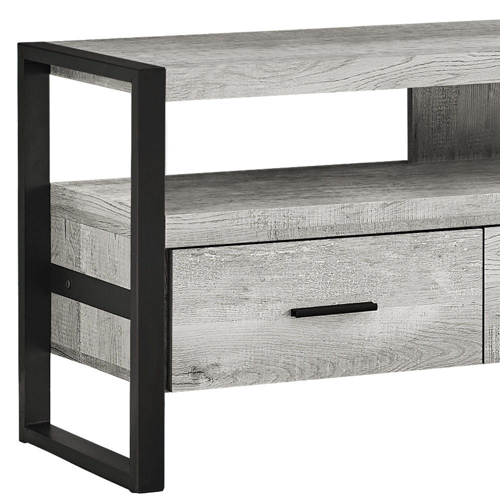 Cabinet Enclosed Storage, TV Stand - Black / Gray