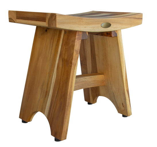 Compact Contemporary Shower Stool In Natural Finish - Teak