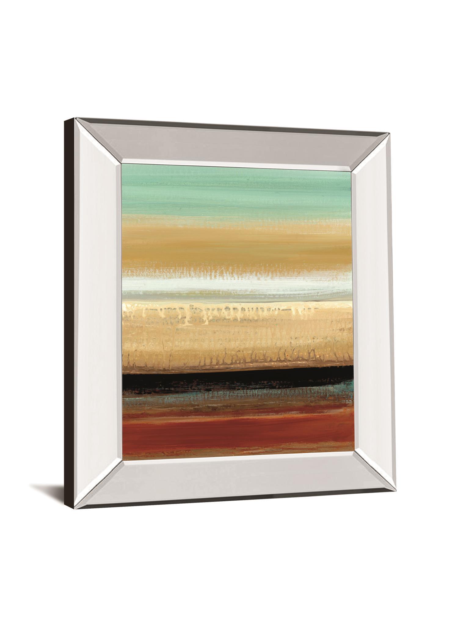 Horizon Lines I By Tesla Mirrored Frame - Light Brown