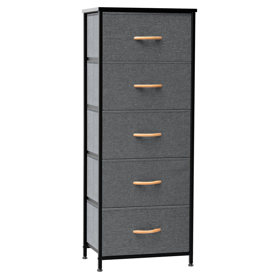 Steel And Fabric 5 Drawer Chest - Gray / Black