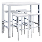 Natividad - 5 Piece Pub Height Bar Table Set - White High Gloss by CoasterEveryday | Bel Furniture