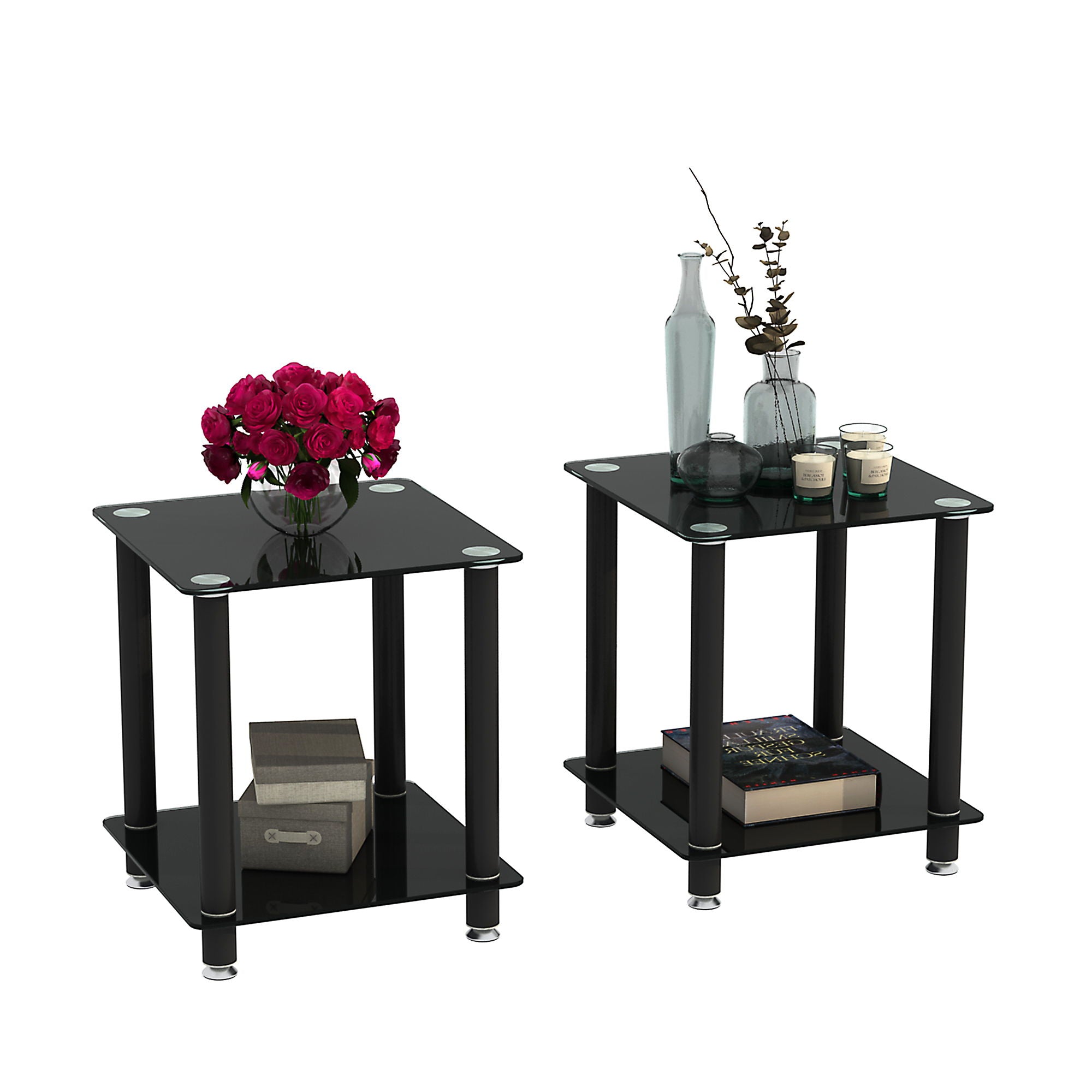 Side Table, 2 Tier Space End Table, Modern Night Stand, Sofa Table, Side Table With Storage Shelve