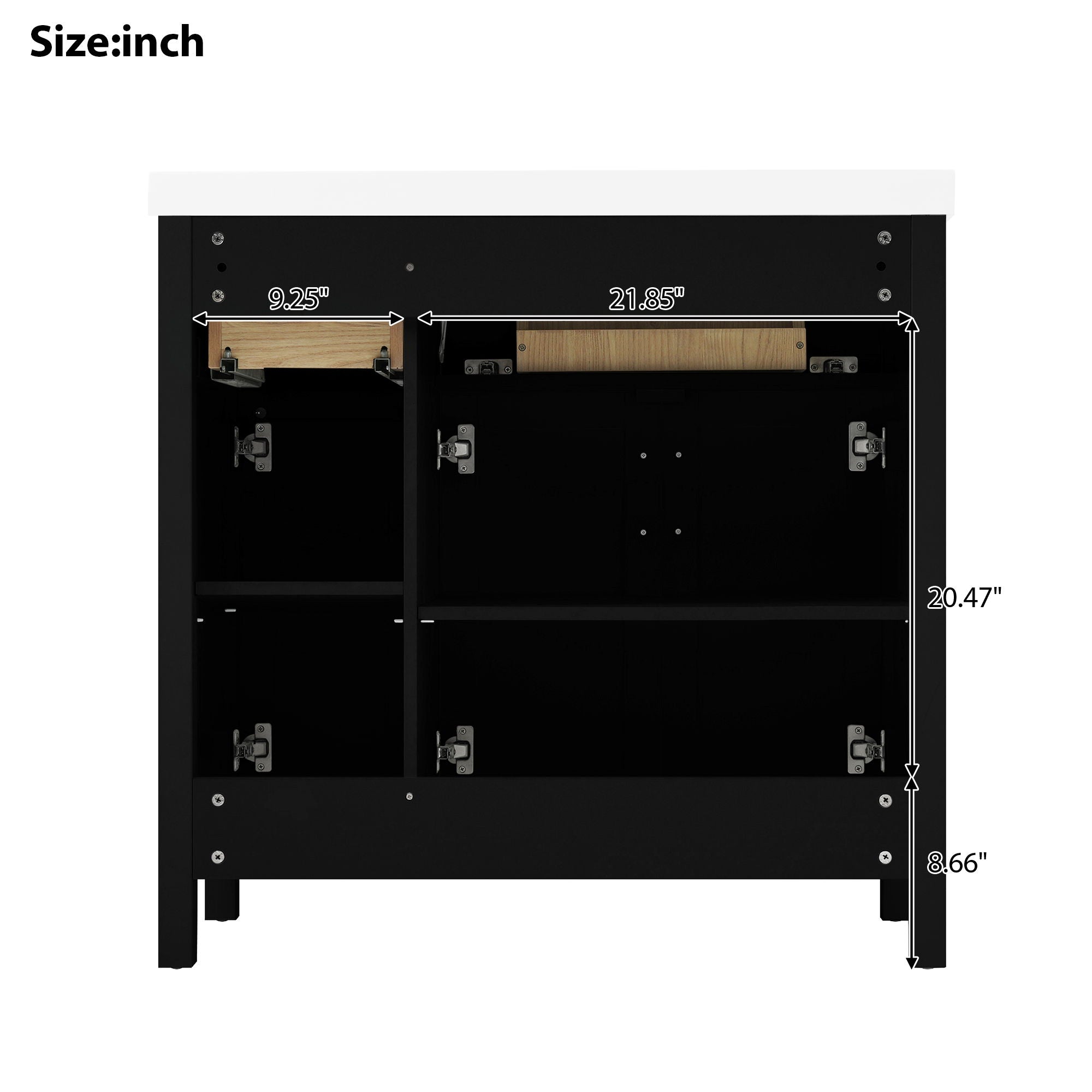 Bathroom Vanity Cabinet With Resin Integrated Sink - 2 Drawers, 3 Doors