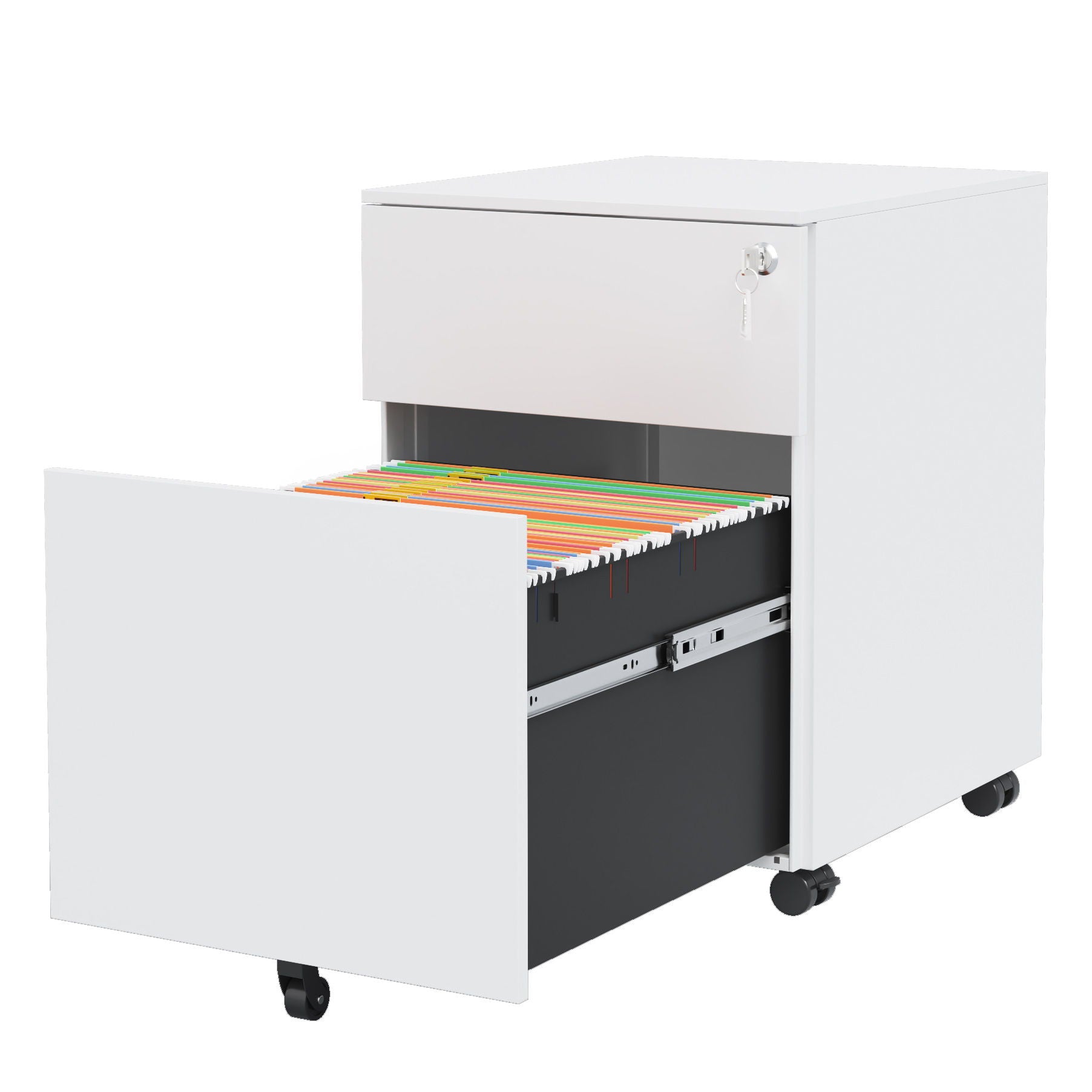 2 Drawer Mobile File Cabinet With Lock Steel File Cabinet For Legal / Letter / A4 / F4 Size / Home / Office Design