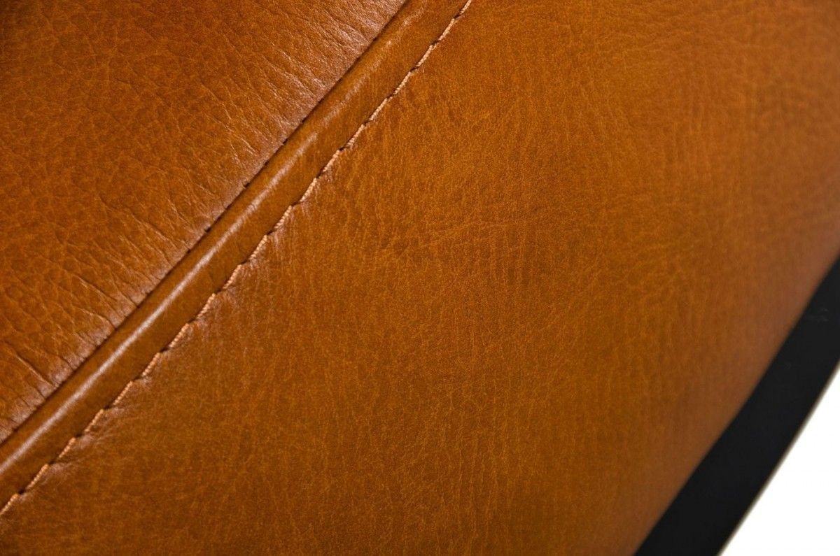 Faux Leather Ottoman - Camel / Black