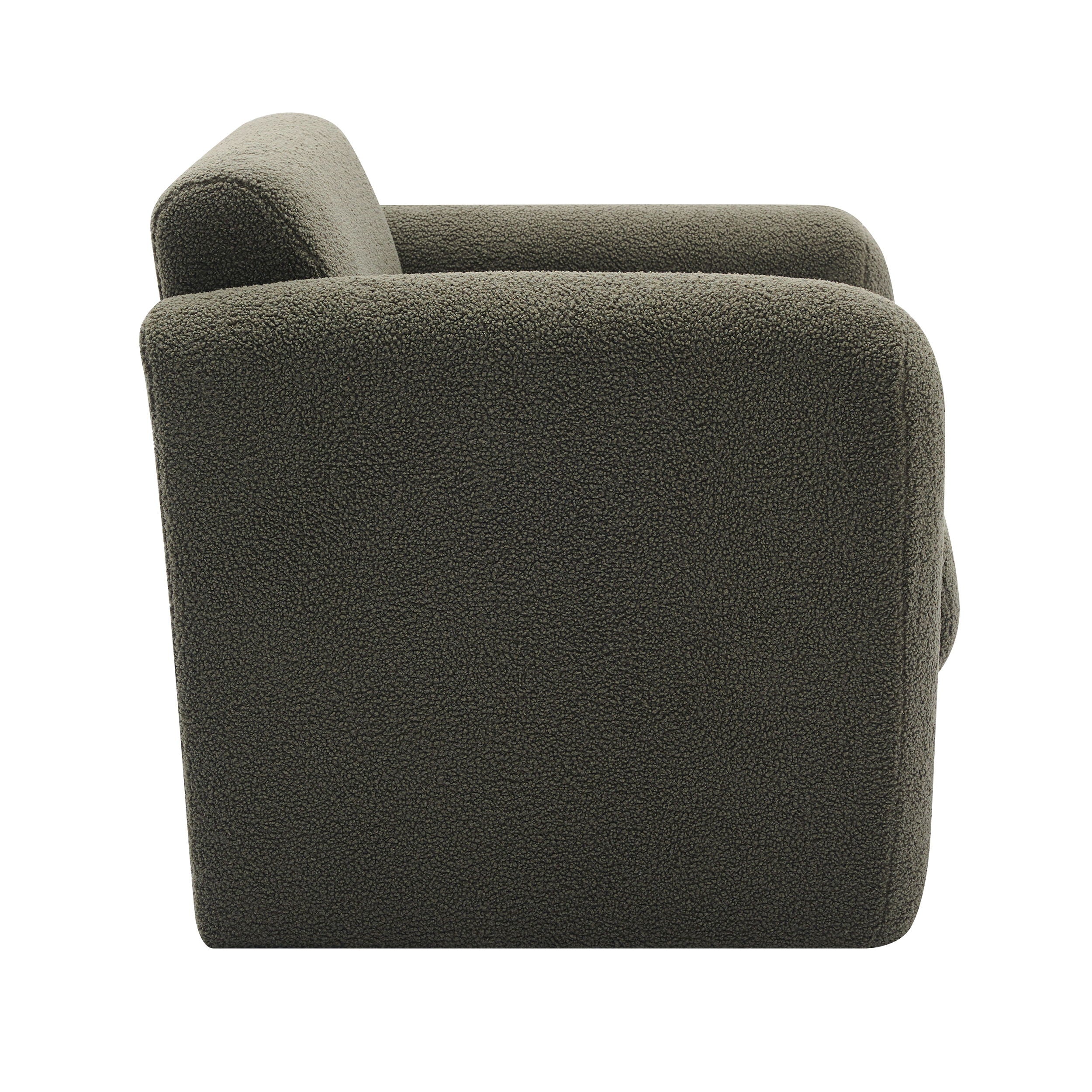 Modern Accent Chair Lambskin Sherpa Upholstered Comfy Reading Arm Chair Soft Padded Armchair With Back And Pillow For Living Room - Seaweed Green