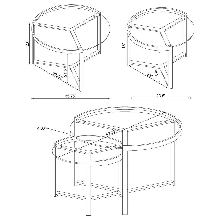 Delia - 2 Piece Round Glass Top Nesting Coffee Table