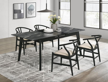 Crestmont - Extension Leaf Dining Table Set Black 5 Pc. Table, 4 Chairs by Coaster Fine Furniture | Bel Furniture