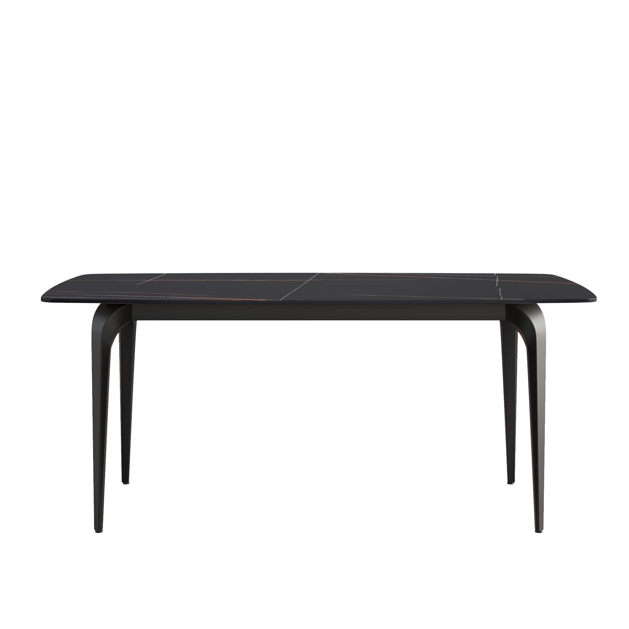 70.87" Modern Artificial Stone Curved Metal Leg Dining Table, Can Accommodate 6-8 People