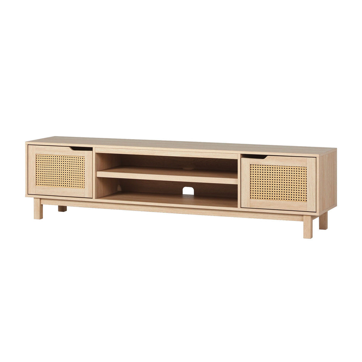 Modern Door Low TV Stand For TVs Up To 80" - Coastal Oak by Walker Edison | Bel Furniture