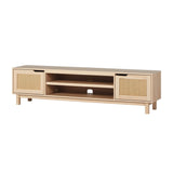Modern Door Low TV Stand For TVs Up To 80" - Coastal Oak by Walker Edison | Bel Furniture