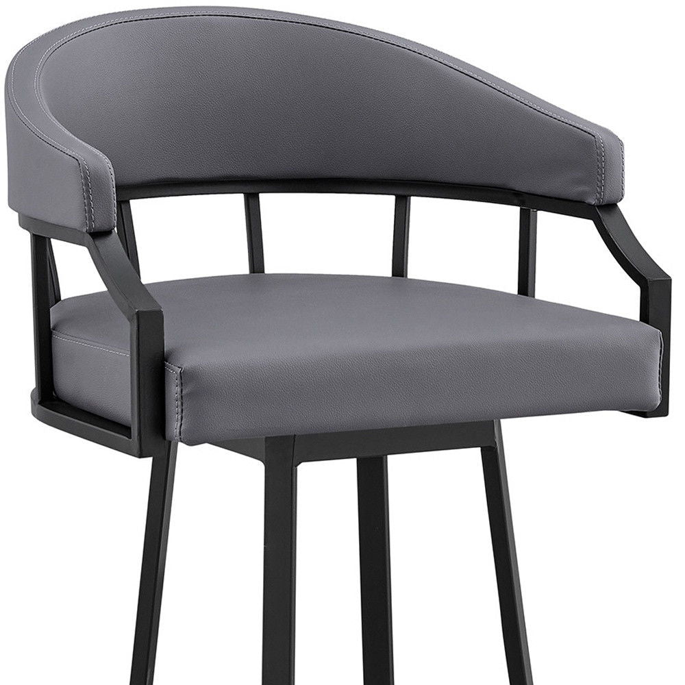 Faux Leather Swivel Low Back Bar Height Bar Chair - Slate Gray / Black