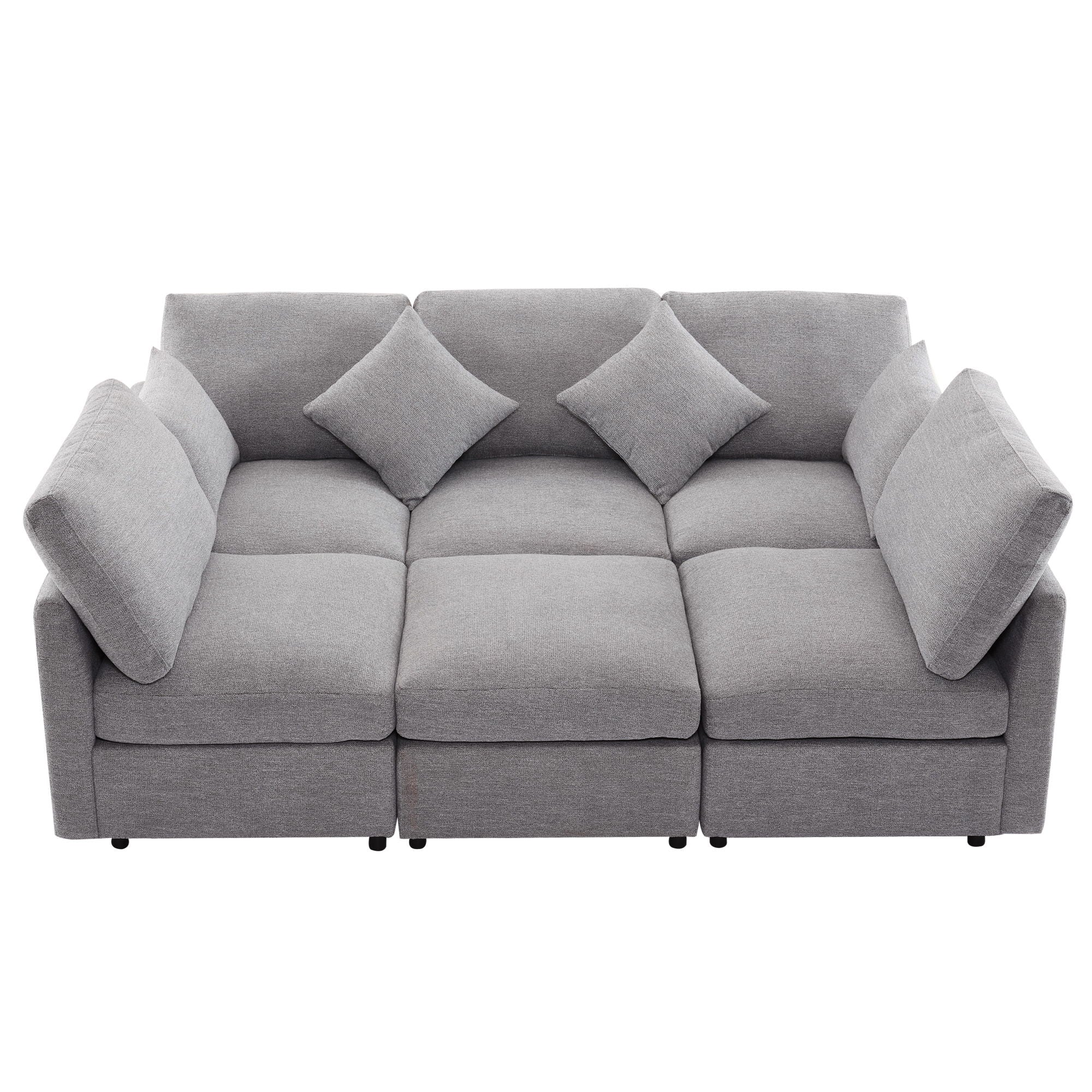 Sectional Sofa Modular Sofa U - Shaped Sofa Couch Sofa Bed L - Shaped Sofa With A Movable Ottoman And Two USB Ports For Living Room