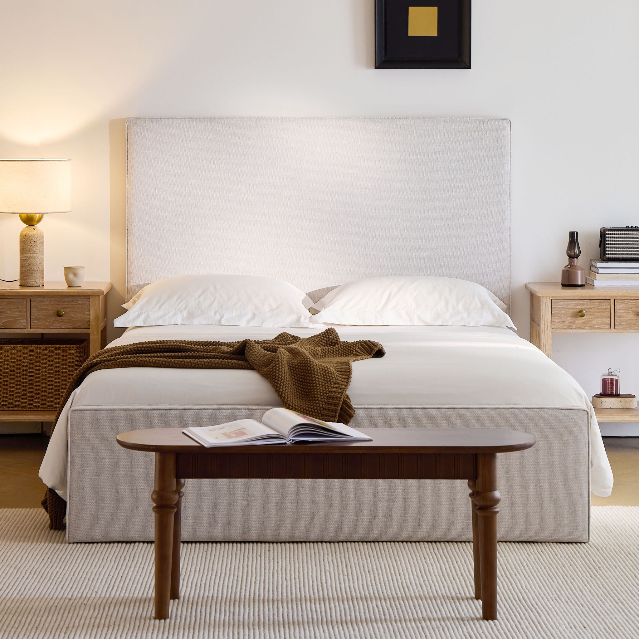 Lucas Tall Headboard Upholstered Bed - Thumbnail 4
