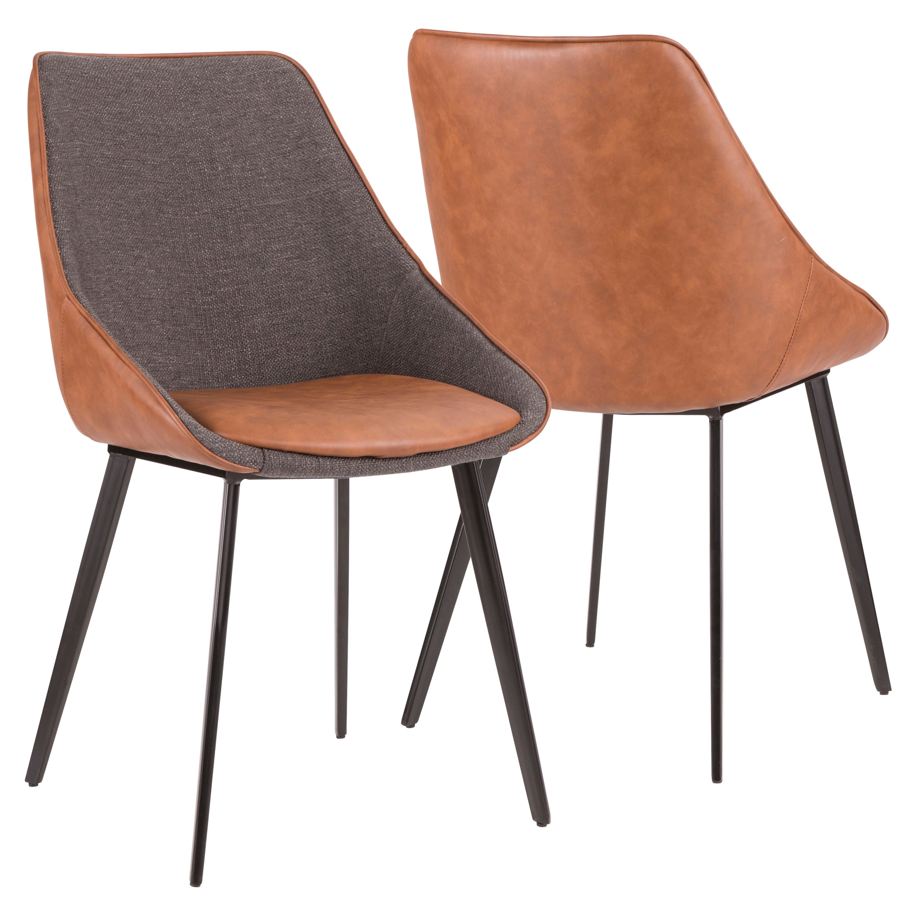 Marche - Contemporary Two Tone Chair (Set of 2) - Brown / Gray