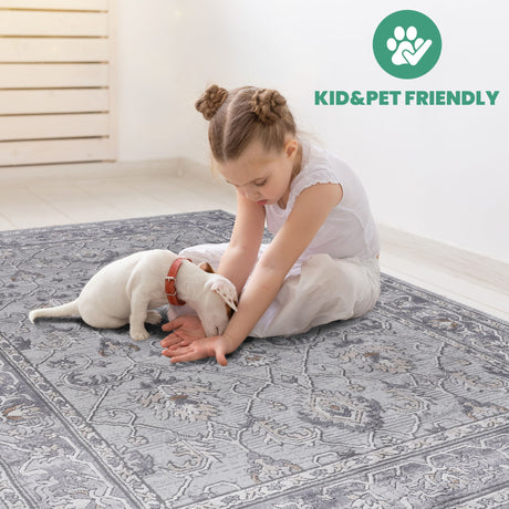 Marfi - 6' X 9' Oriental Area Rug - Ivory / Gray - view 6