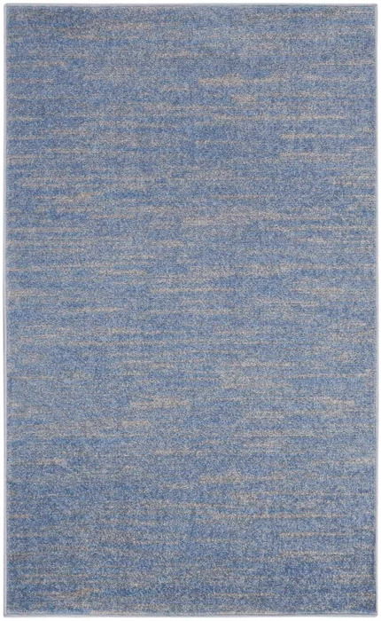 3' X 5' Striped Non Skid Indoor / Outdoor Area Rug - Blue / Gray