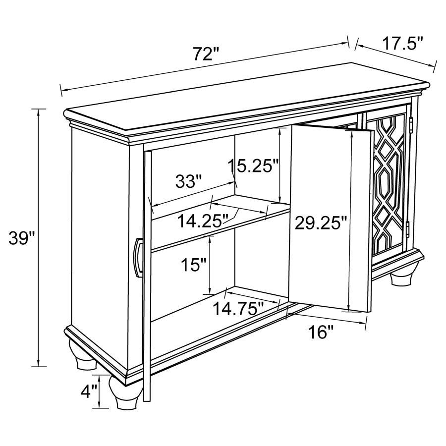 Melanie - 4 Door Wood Trellis Accent Cabinet - Distressed White