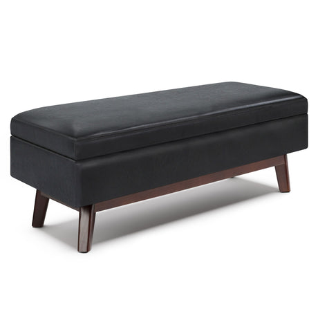 Owen - Rectangular Storage Ottoman - Midnight Black by Simpli-Home | Bel Furniture