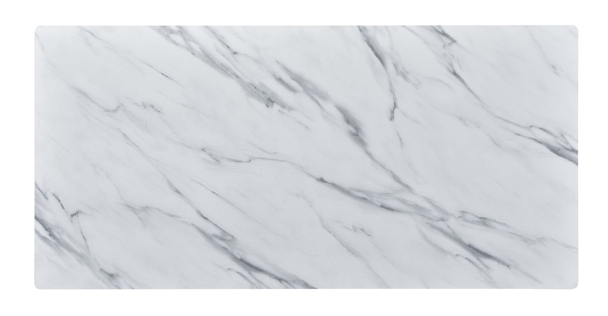 Landon - Coffee Table With Glass Marble Texture Top And Bent Wood Design by Lilola Home | Bel Furniture