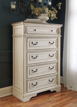 Realyn - Five Drawer Chest - White / Brown / Beige