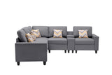 Nolan - Fabric 6 Piece Sectional Sofa With Pillows And Interchangeable Legs