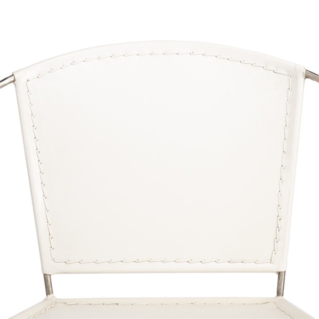 Faux Leather Side Chair - White / Gray