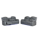 Raize - 10 Power Console Reclining Loveseat With LED And Immersive Sound - Gray