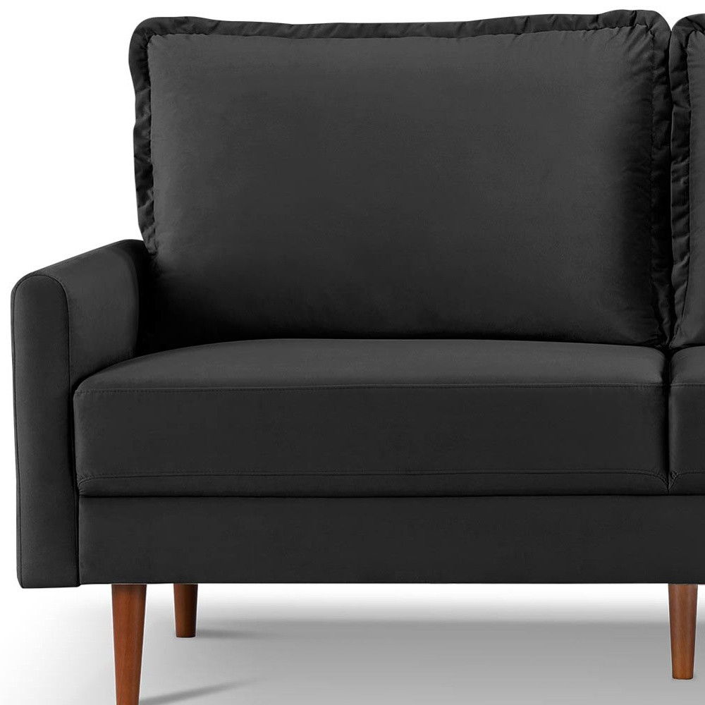 Sofa Velvet With Dark Brown Legs - Black