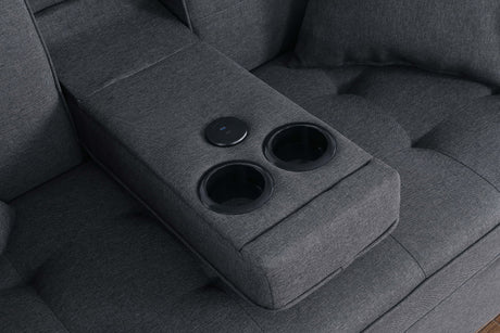 Cody II - Convertible Sleeper Loveseat With Cup Holder, Charging Ports and Pocket - Dark Gray - view 12