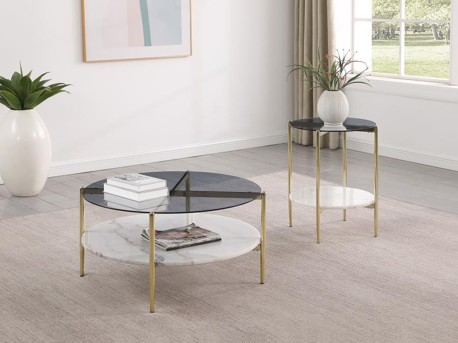 Jonelle - Round Glass Top Table by CoasterEveryday | Bel Furniture