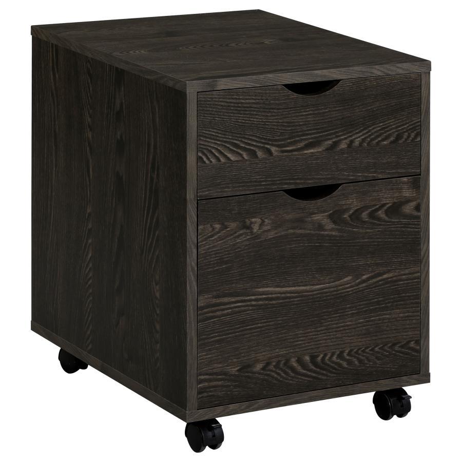 Noorvik - 3 Piece Computer Desk And File Cabinet Set - Dark Oak