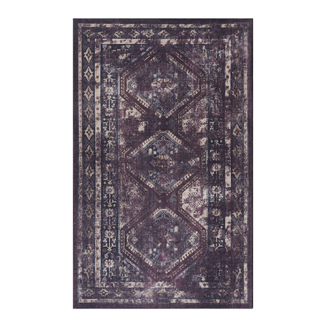 Maval - 5' X 8' Washable Area Rug - Black / Burgundy - view 8