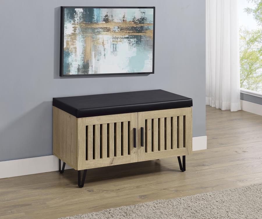 Brixton - 2-Door Padded Entryway Shoe Storage Bench by Coaster Fine Furniture | Bel Furniture