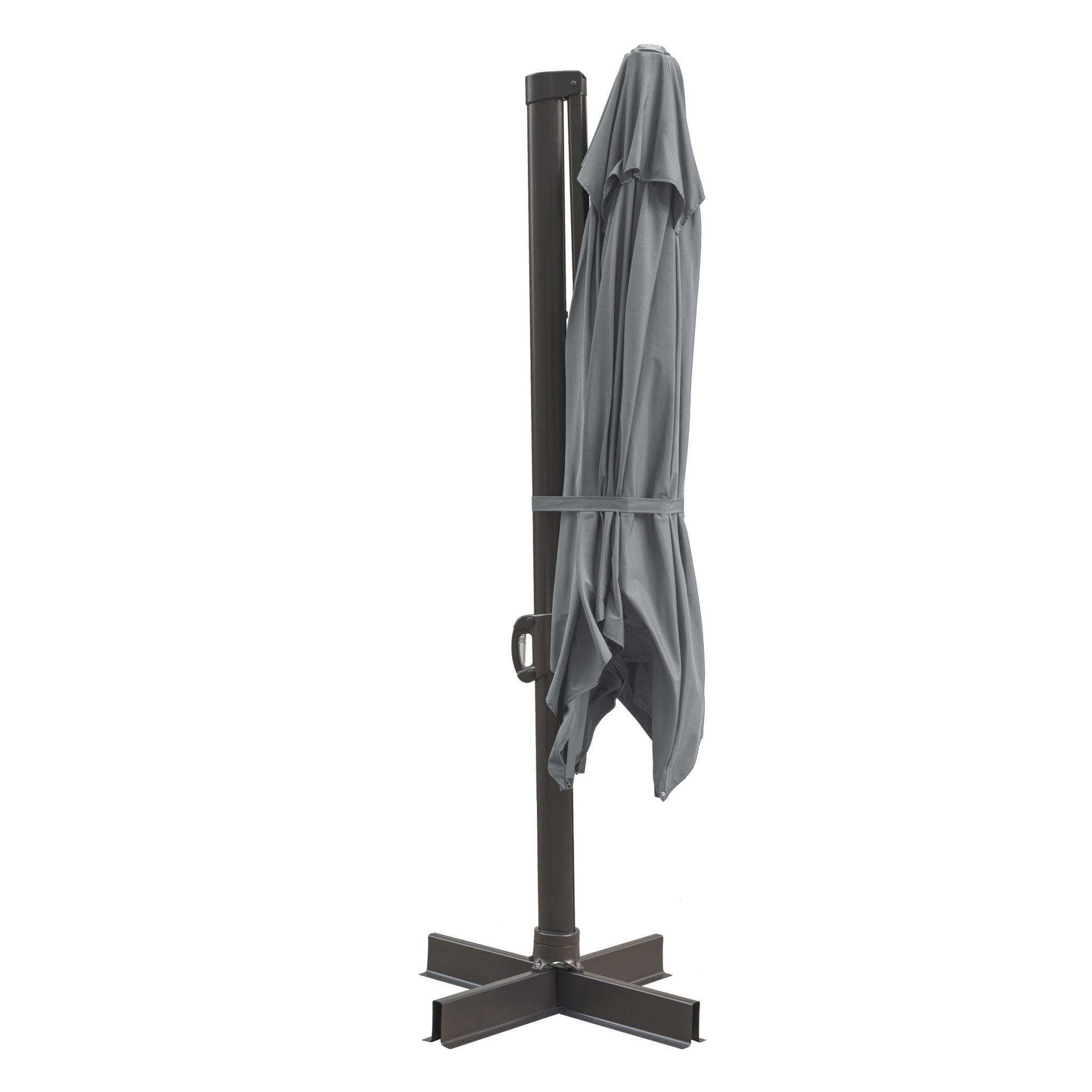 Polyester, Square, Tilt Cantilever Patio Umbrella With Stand - Dark Gray