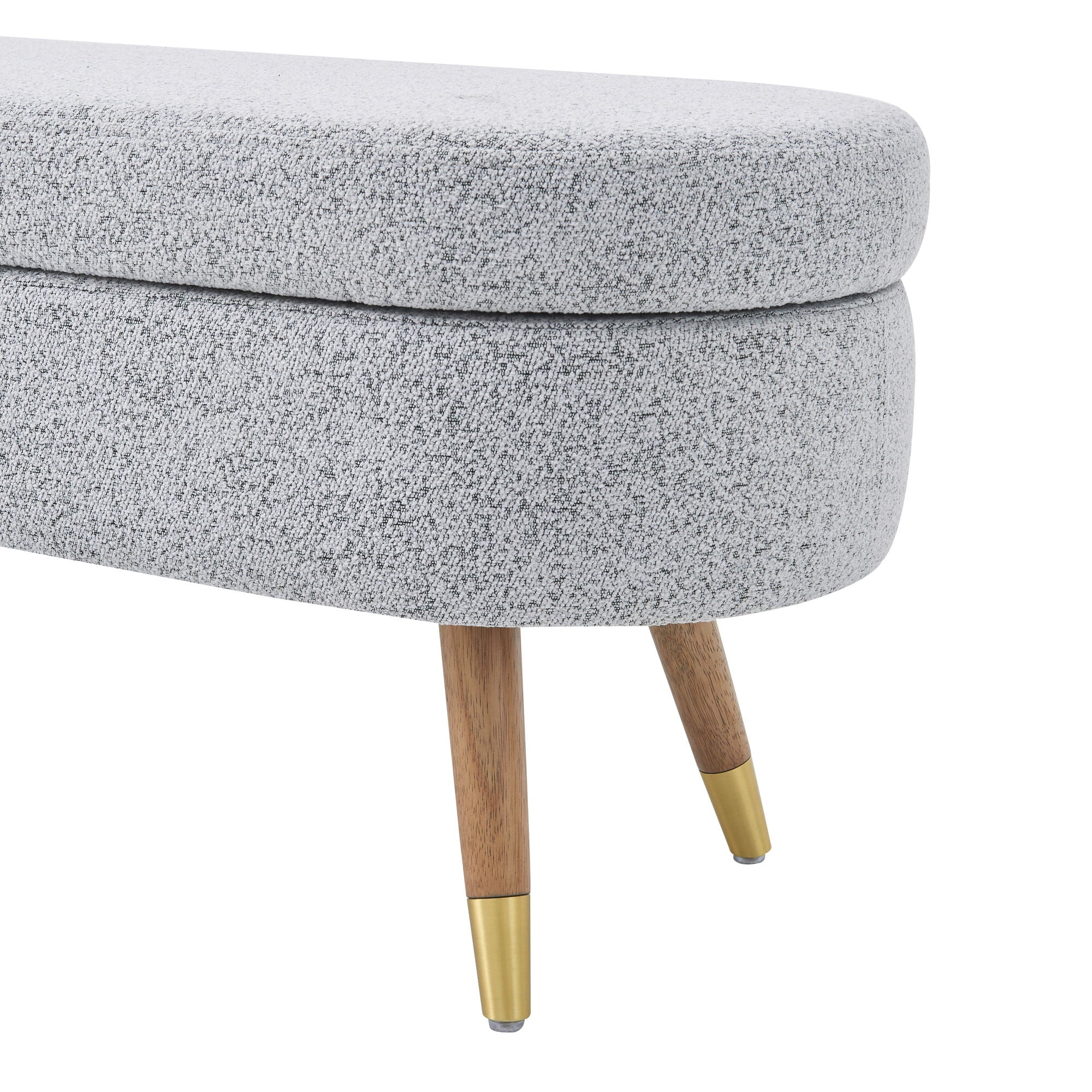 Storage Bench Upholstered Boucle Ottoman With Golden Metal Legs End Of Bed Bench For Bedroom, Living Room, Entryway, Bed Side