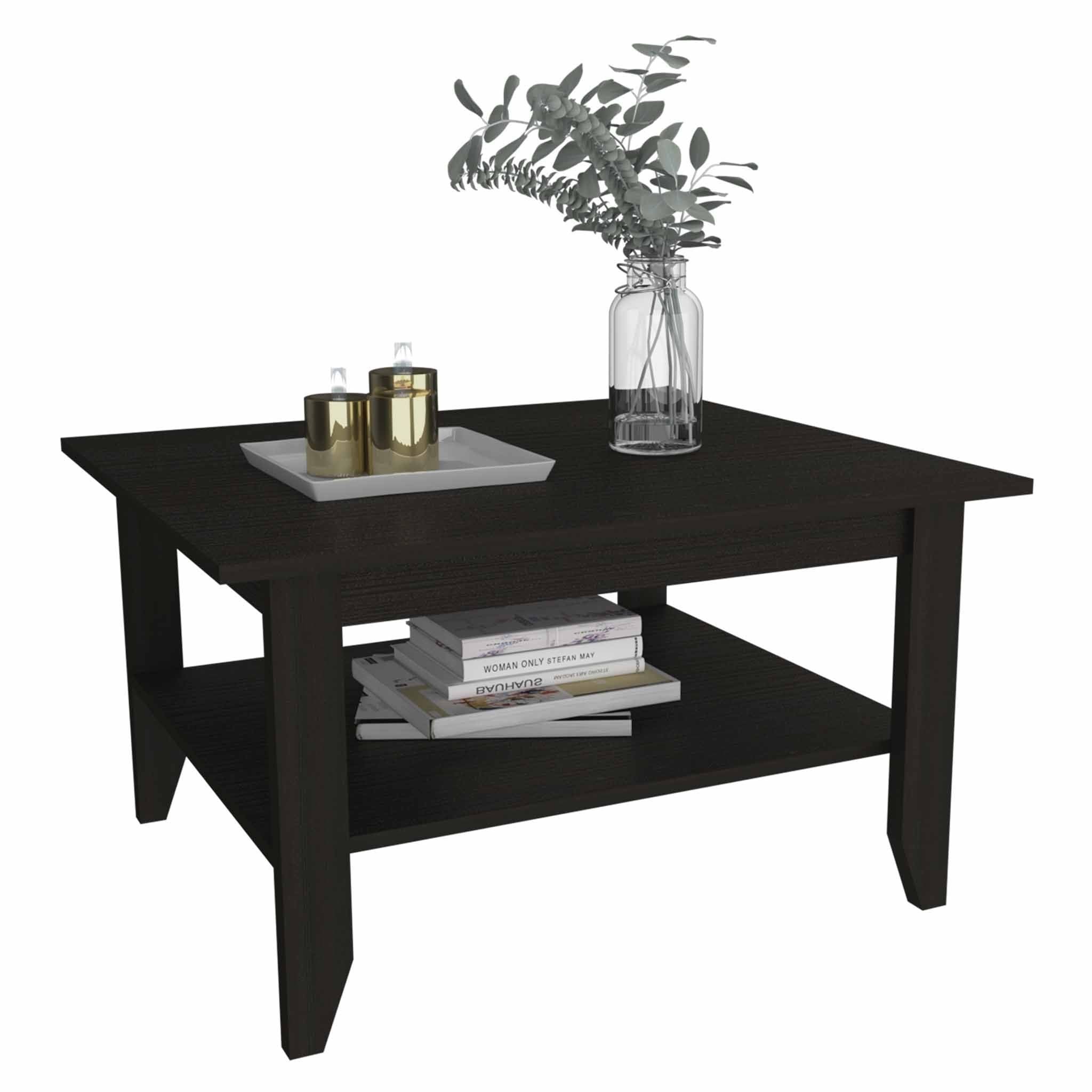 Coffee Table With Shelf - Black