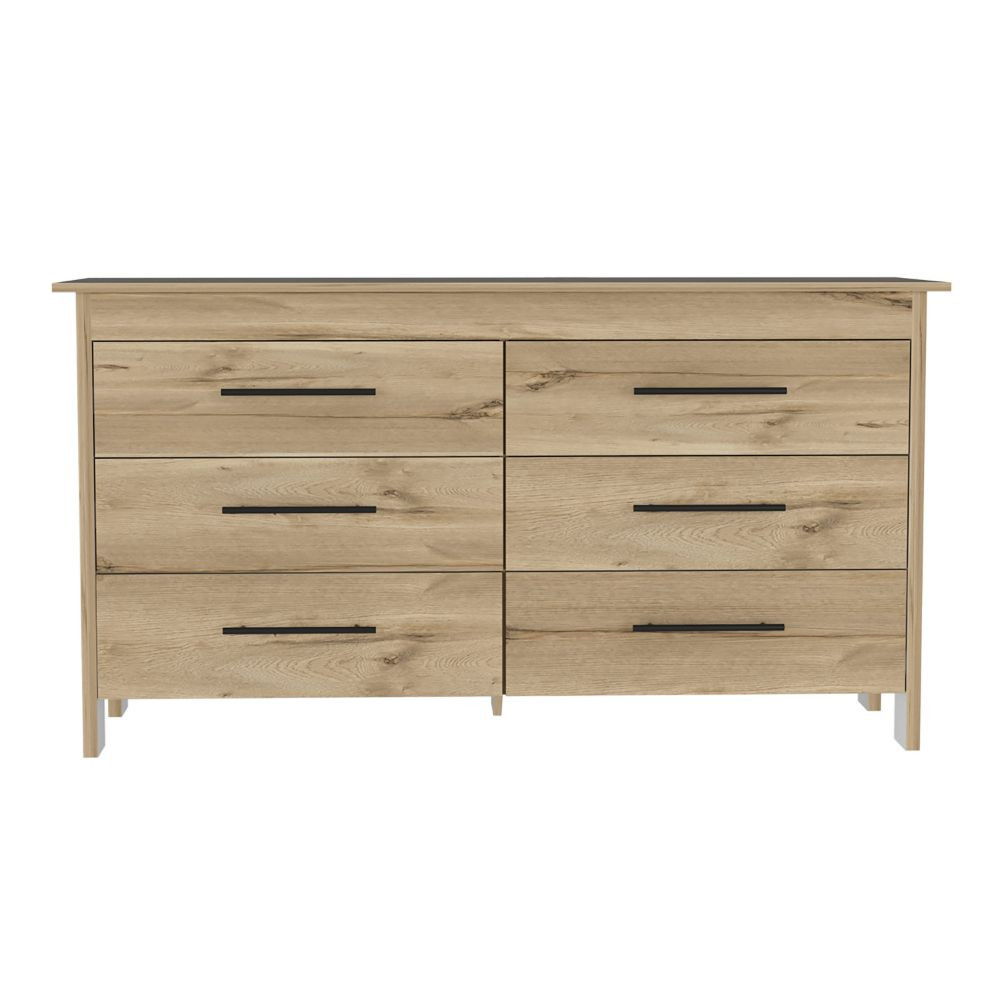 Four Drawer Double Dresser - Light Oak / White