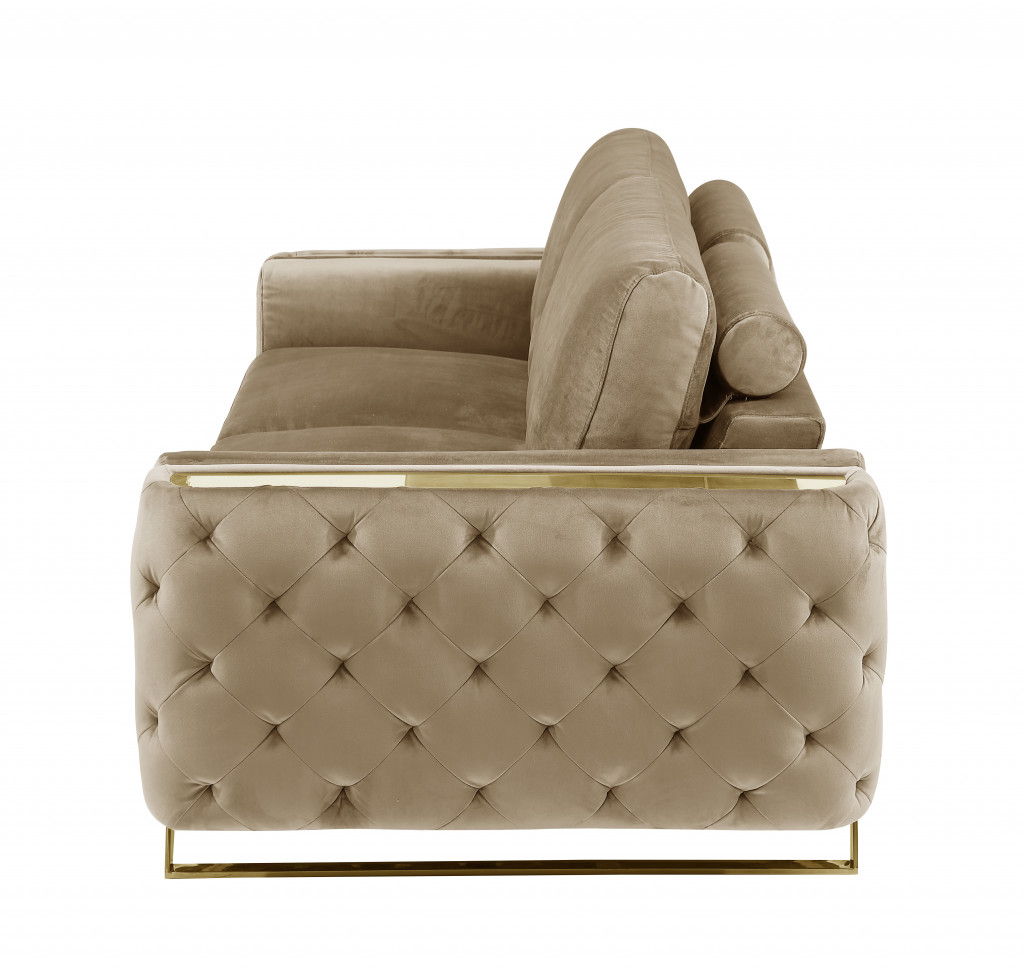 Sofa With Silver Legs - Beige