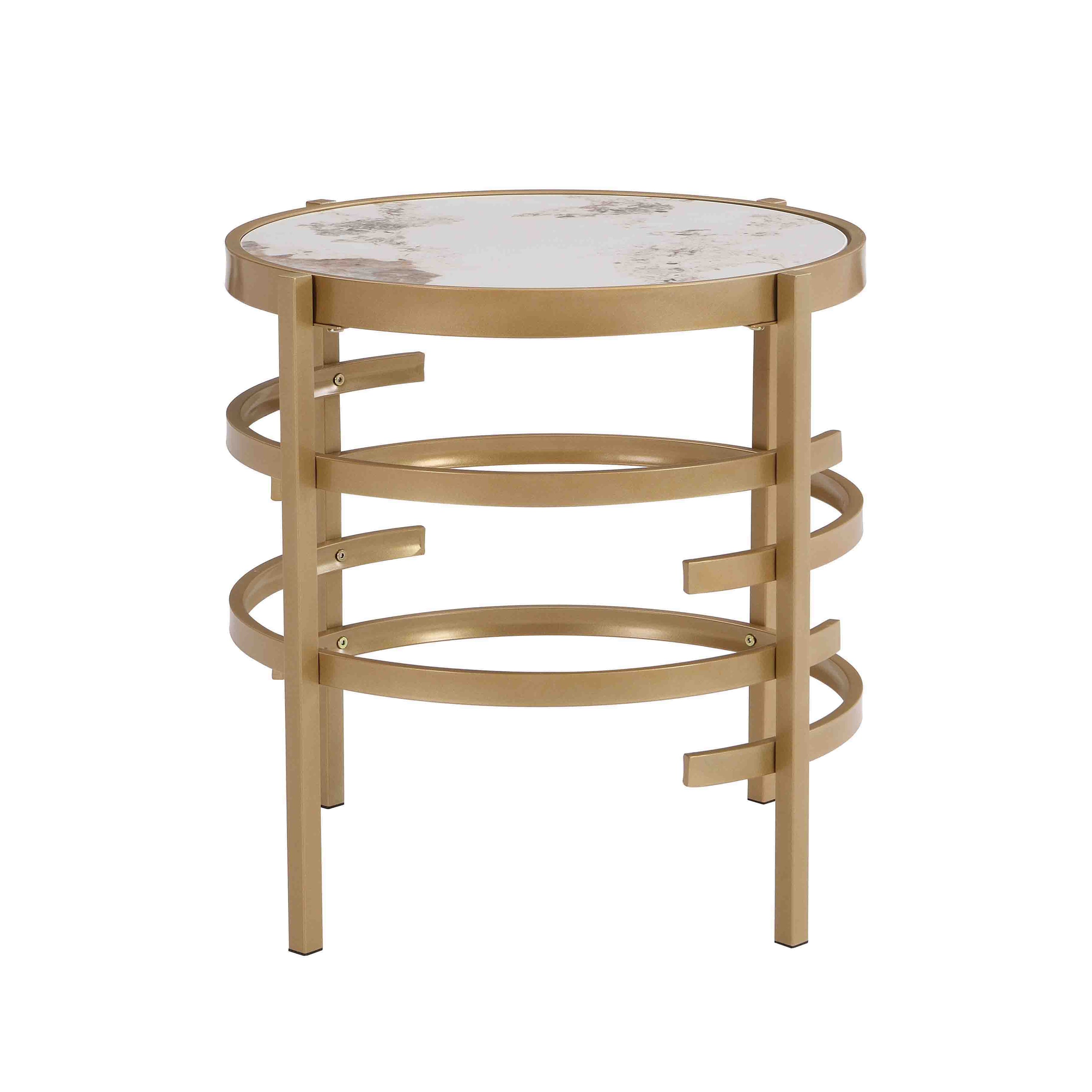 Elegant Pandora Sintered Stone End Table, Small Coffee Table For Living Room